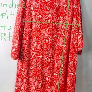 OLD NAVY: Large 3/4 Sleeve Elegant Red Floral Women's Dress